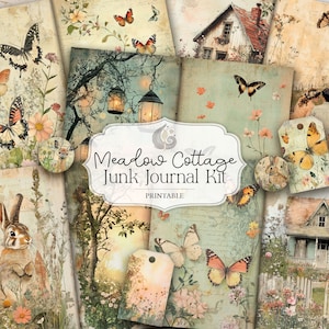 Kit Junk Journal / Meadow Cottage / Pagine di diario floreale stampabili / Ephemera / Download digitale / Carta anticata / Album di ritagli / Artigianato