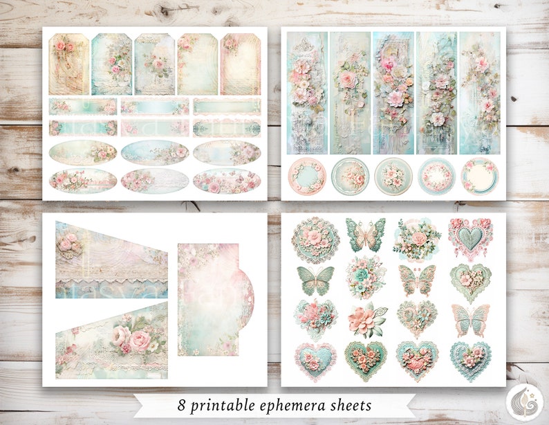 Shabby Chic Junk Journal Kit: Soft Pastel Vintage Printable Pages ...