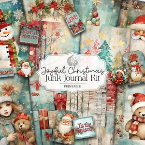Kit de diario basura para una alegre Navidad: páginas imprimibles, papel, material efímero, etiquetas, descarga digital, material para álbumes de recortes, manualidades y bricolaje