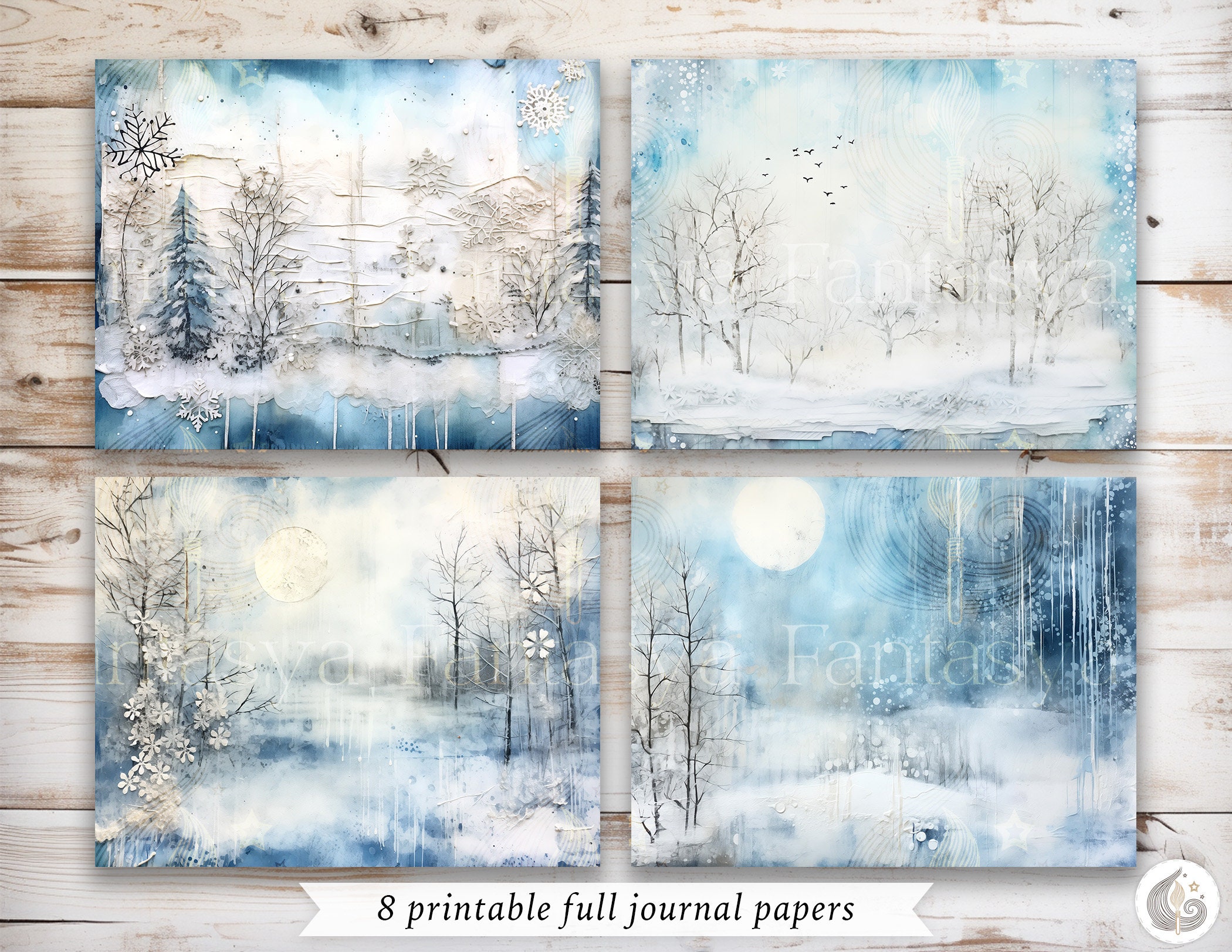 Winter Wonderland Junk Journal Kit: Frosty Blue Forest Printable Pages ...