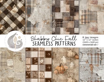 Shabby chic höst sömlösa mönster: Rustikt Halloween digitalt papperspaket med pumpor och spets