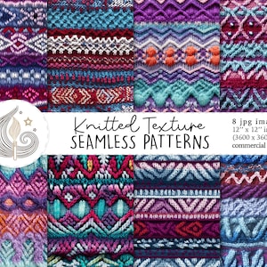 Nahtloses Strickmuster | Kommerzielle Nutzung | 3D Nahtlos Wolle Stricken Digitales Papier | Winter Farben Stricken Texture Stickerei