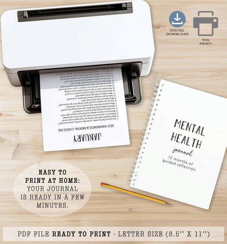 Mental Health Journal, 365 Daily Reflections, Guided Self Care Workbook ...
