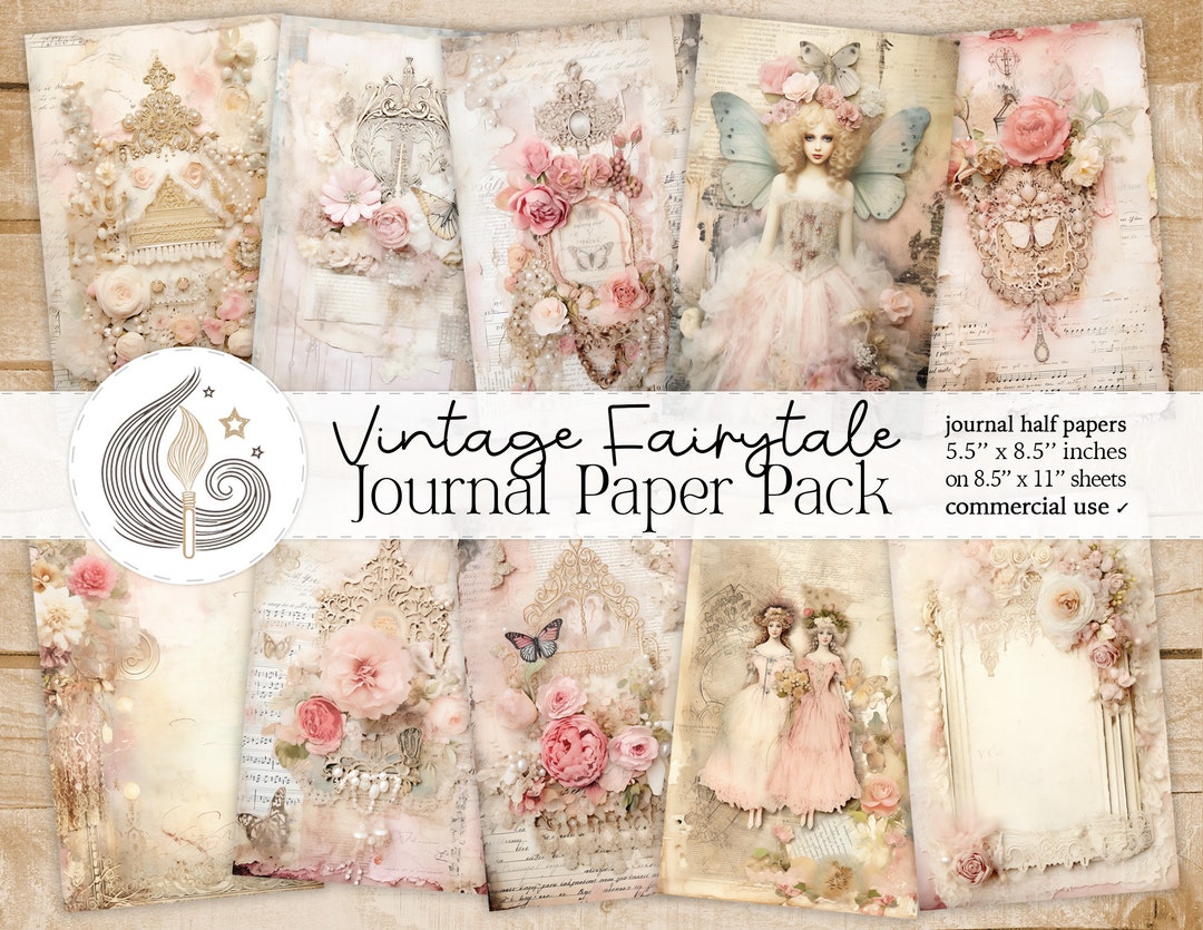 Fairytale Junk Journal Vintage Journal Pages Mixed Media Collage Sheets