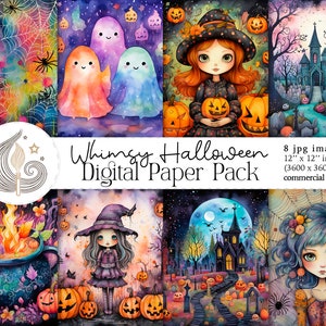 Whimsy Halloween Digital Paper Pack | Commercial Use | Scrapbook Paper | Printable Halloween Images | Crafting Paper | Cute Halloween