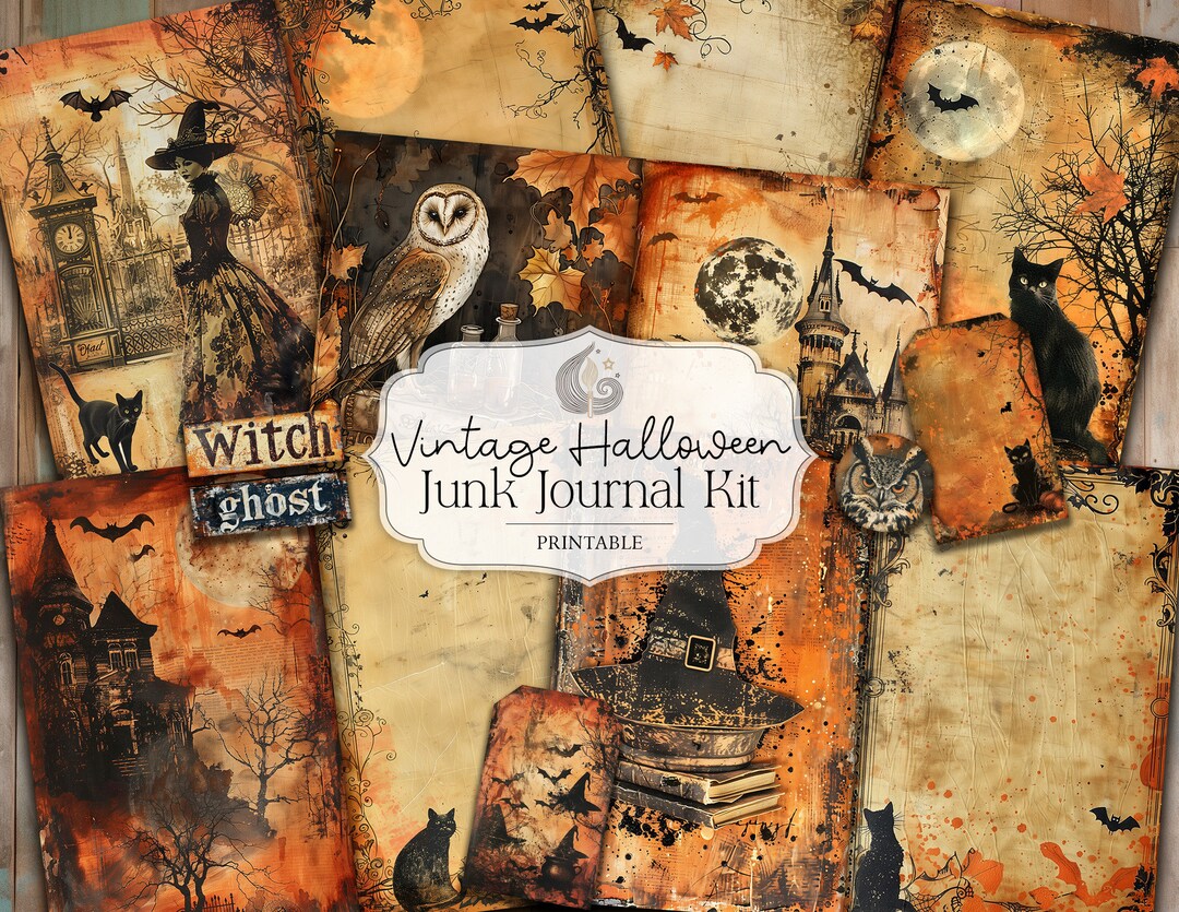Vintage Halloween Junk Journal Kit: Rustic Spooky Autumn Printable ...