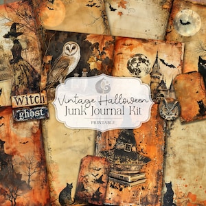 Vintage Halloween Junk Journal Kit | Printable Journal Pages | Witchy Ephemera | Digital Download | Paper Craft | Scrapbook | Diy