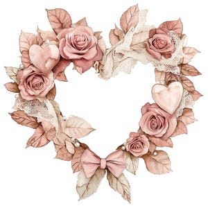 Pacote de Clip Art de Coroa em Formato de Coração | 12 Imagens em Aquarela Jpg | Criação de Cartões | Scrapbooking | Artesanato | Diário de Junk | Faça Você Mesmo | Imprimíveis