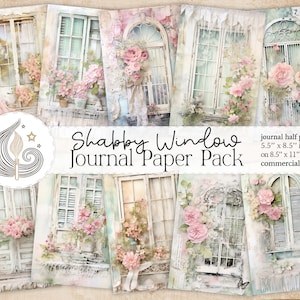 Pack de papier journal vintage à fenêtre minable | Pages du journal indésirable Shabby Chic | Maison de campagne | Fabrication de cartes | Papier pour scrapbooking | Artisanat