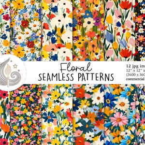 Seamless Wildflower Pattern | Commercial Use | Repeating Floral Digital Paper | Spring Summer Colorful Flowers | Scrapbook Paper