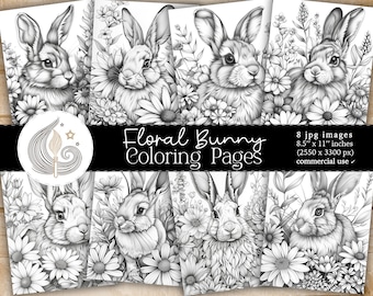 Floral Bunny Coloring Pages: Printable Sheets with Rabbits and Spring Flowers