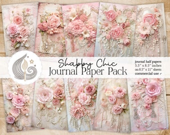 Shabby Chic Junk Journal Pages: Pastel Vintage Papers With Roses, Lace ...