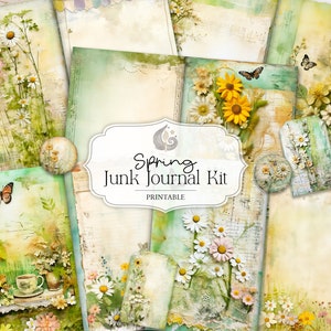 Kit de diario basura de primavera / Páginas de diario, artículos, efímeras, etiquetas / Imprimibles de jardín / Kit de álbum de recortes floral / Descarga digital