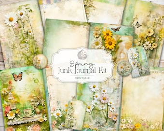 Spring Junk Journal Kit: Fresh Botanical Pastel Printable Pages & Ephemera