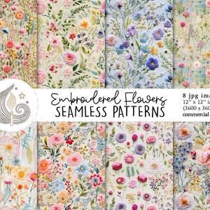 Motif floral sans couture | Utilisation commerciale | Papier numérique floral 3D à répétition | Broderie de fleurs pastel | Artisanat | Bricolage | Textile