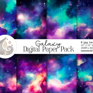 Watercolor Space Background | Galaxy | Starry Night Digital Paper | Download | Celestial Texture | Stars | Commercial Use