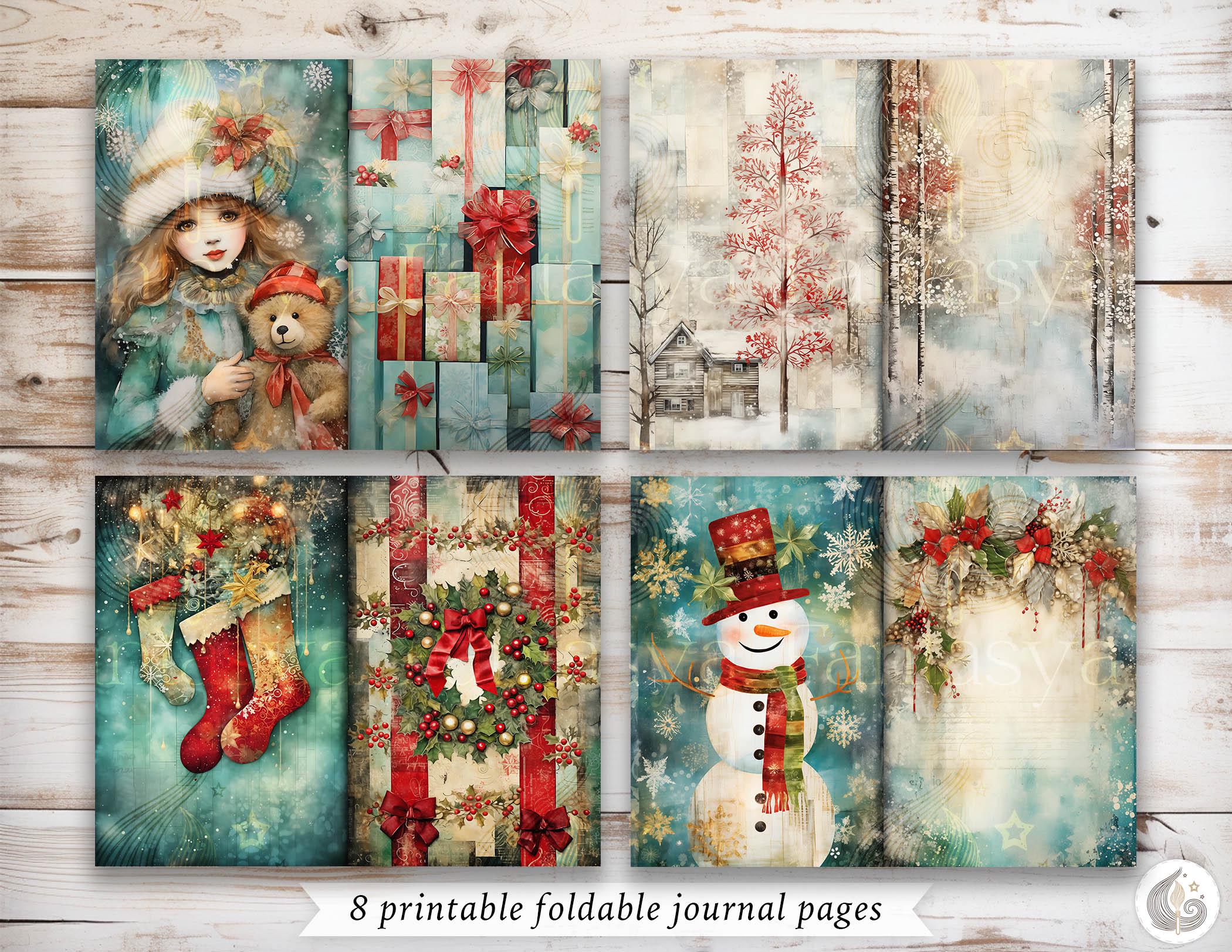 Joyful Christmas Junk Journal Kit: Cheerful Holiday Collage Printable ...