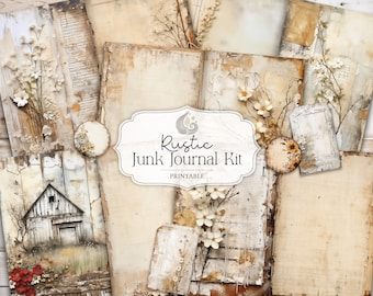 Kit di diario spazzatura rustico / Pagine di diario, documenti, oggetti effimeri, tag / Stampabili Shabby Chic / Kit di album di ritagli / Download digitale