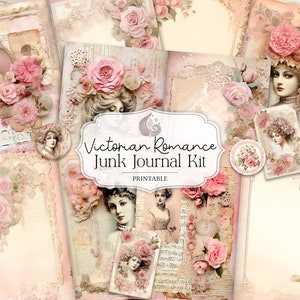 Kit di diario spazzatura romanticismo vittoriano / Signore vittoriane / Pagine di diario spazzatura vintage / Oggetti effimeri stampabili / Scrapbooking / Rose floreali