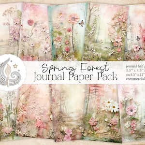 Páginas de diario basura de Spring Forest / Shabby Chic / Papel de diario imprimible / Efímera de diario / Scrapbooking / Fabricación de tarjetas / Manualidades