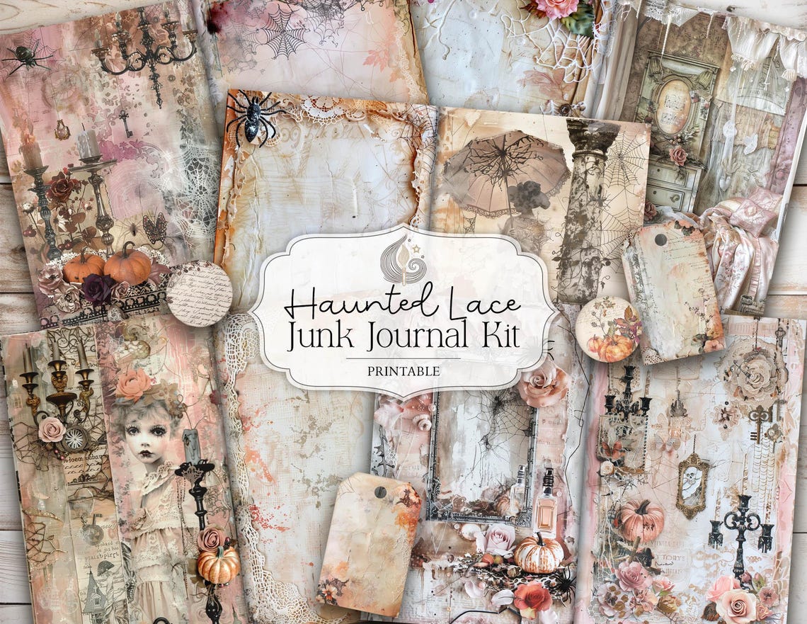 Haunted Lace Junk Journal Kit: Soft Gothic Vintage Printable Pages ...