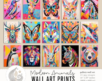 Colorful Animal Art Prints | Modern Nursery Decor (Digital Download)