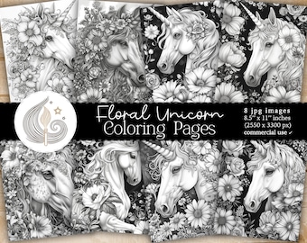 Floral Unicorn Coloring Pages: Printable Sheets with Unicorns and Fantasy Florals