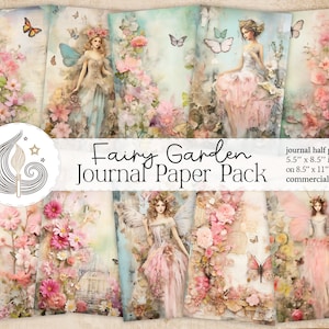Fairy Garden Junk Journal Kit | Grillige magische bloemen lente Fairy dagboekpagina's | Sprookjesachtig pastelroze Junk Journal-papiermodel