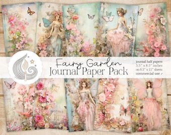 Fairy Garden Junk Journal Kit | Wunderliche magische Blumen Frühlingsfee Journal Seiten | Märchen Pastell Rosa Junk Journal Paper Craft