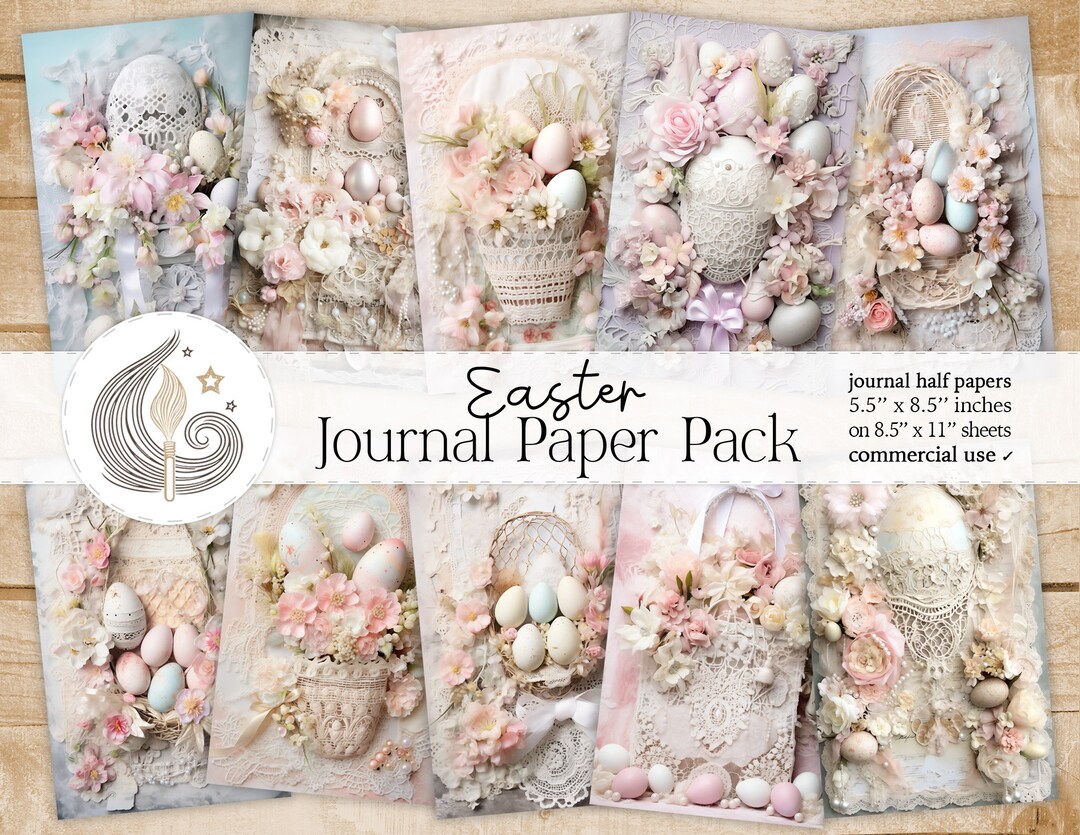Easter Journal Paper Pack | Pastel Floral Shabby Chic Easter Eggs ...