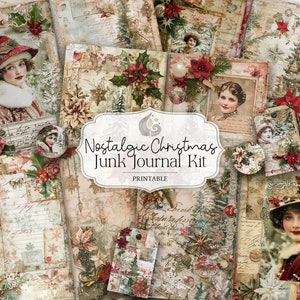 Kit diario spazzatura / Natale nostalgico / Oggetti effimeri vintage / Download digitale / Carta invecchiata / Cartoline antiche / Shabby Chic