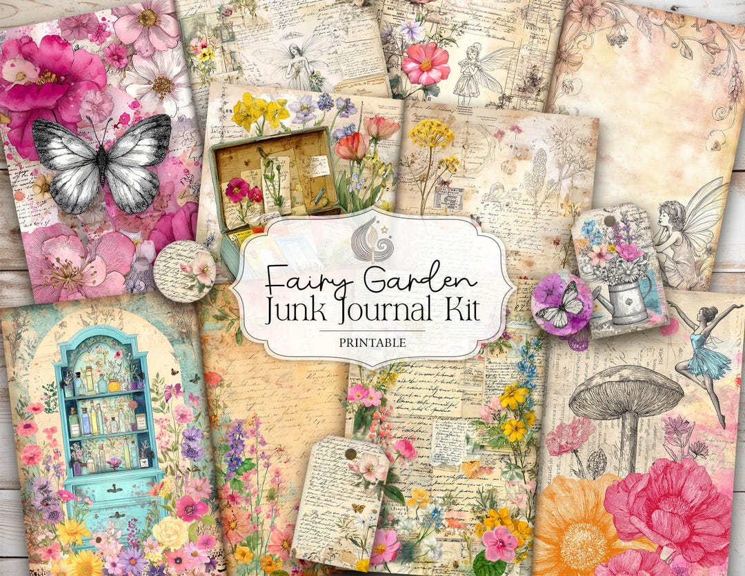 Fairy Garden Junk Journal Kit: Enchanted Floral Cottagecore Printable ...
