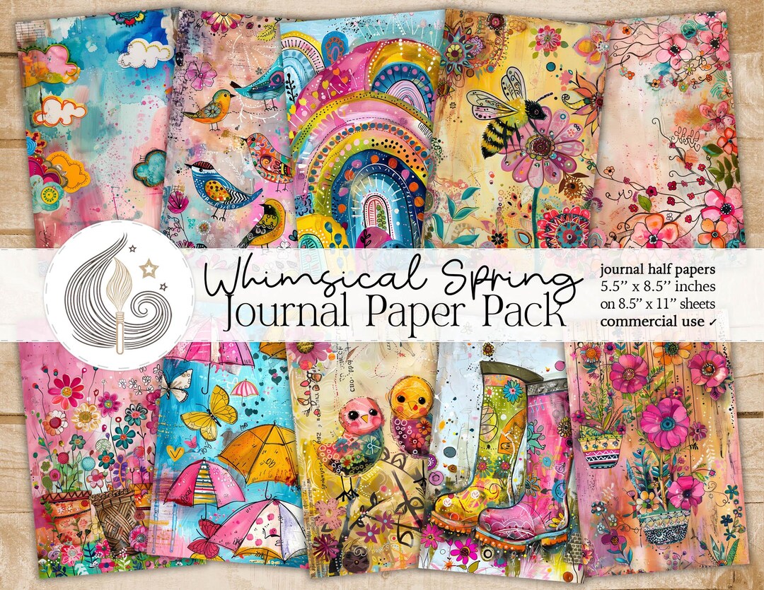 Whimsical Spring Junk Journal Pages: Cottagecore Rainbow Printable ...