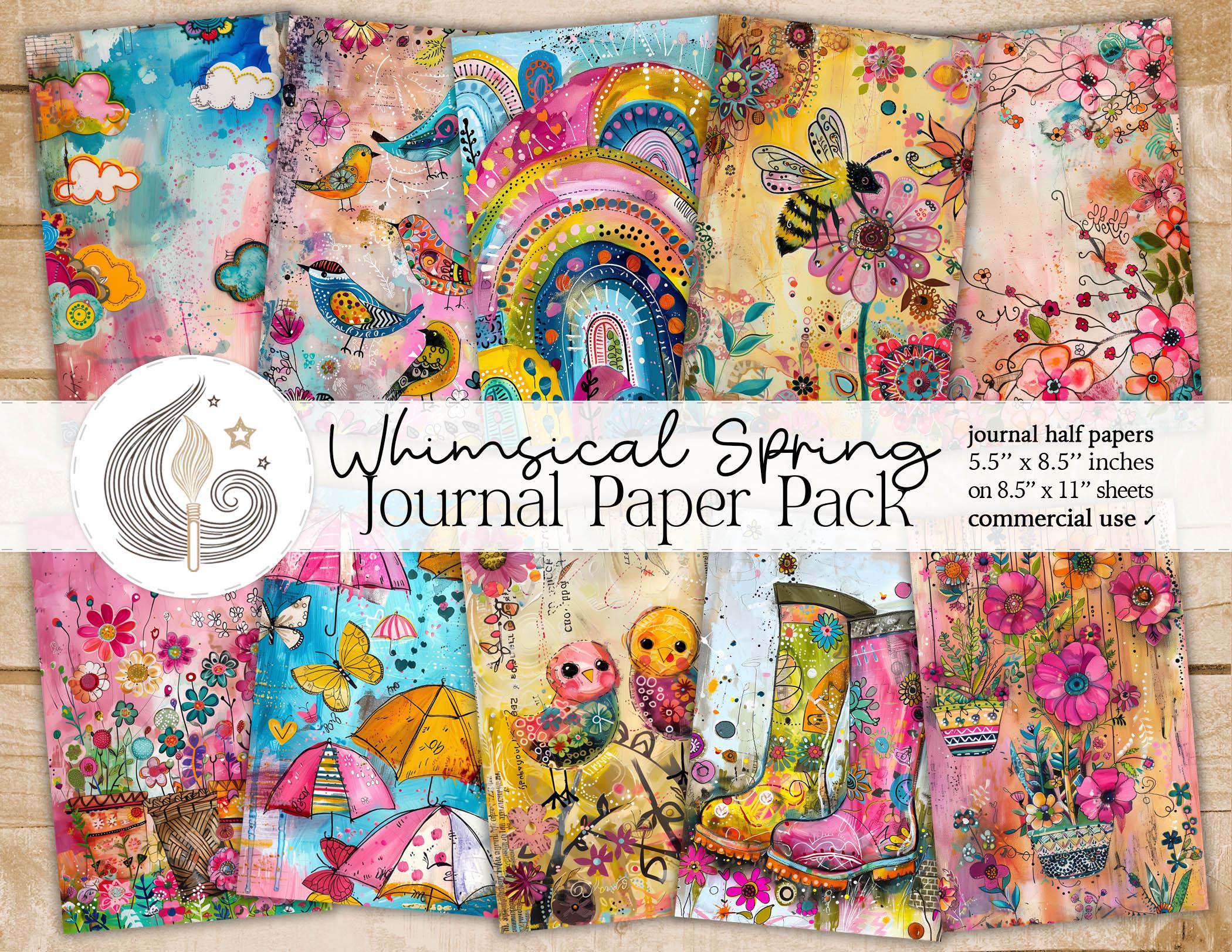 Spring Journal Quilt Whimsical Spring Junk Journal Pages: Cottagecore Rainbow Printable ...