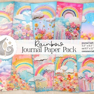 Rainbow Junk Journal-pagina's | Kaarten maken | Tag maken | Papieren verpakking | Digitaal papier | Plakboekpapier | Achtergrond | Knutselen | Doe-het-zelf