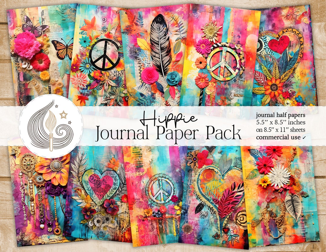 Hippie Printable Journal Kit | Junk Journal Supplies | Hippie ...