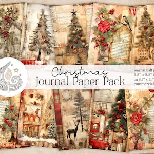 Diário de Natal para impressão | Download digital | Artesanato em Papel | Imprimíveis do Junk Journal vintage | Álbum de recortes | Uso comercial