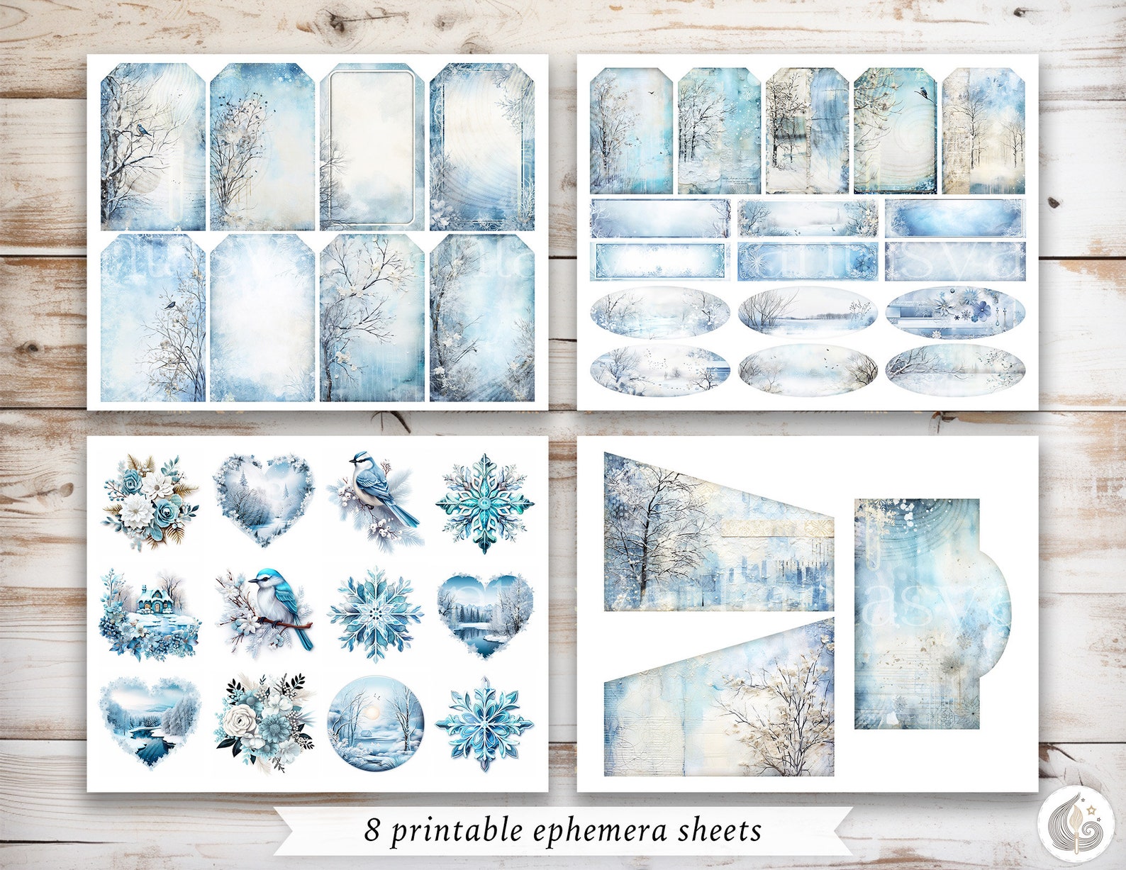 Winter Wonderland Junk Journal Kit: Frosty Blue Forest Printable Pages ...