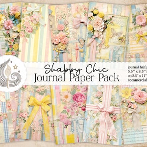 Shabby Chic-dagboekpapierpakket | Pastelkleurige vintage bloemenpagina's | Benodigdheden voor ongewenste tijdschriften | Kaarten maken | Digitaal scrapbooken | Knutselen | Doe-het-zelf