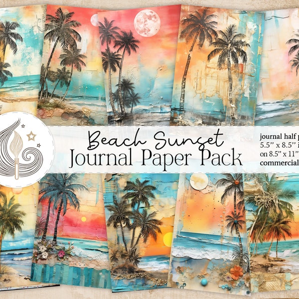 Beach Junk Journal | Printable Pages | Beach Sunset | Coastal Junk Journal | Scrapbooking | Card Making | Crafts | Summer | Ocean