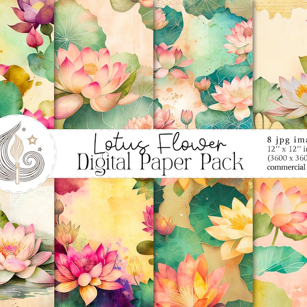 Lotus Flower Printable Paper Etsy