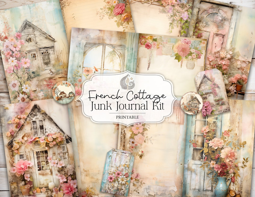 French Cottage Junk Journal Kit: Soft Country Vintage Printable Pages ...