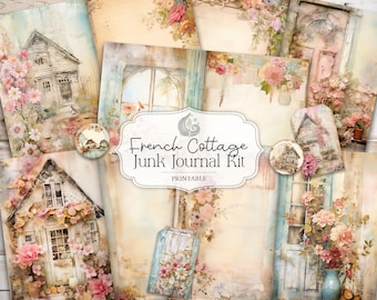 French Cottage Junk Journal Kit: Soft Country Vintage Printable Pages & Ephemera