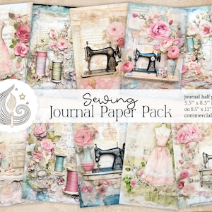 Kit de diario basura de costura / Shabby Chic / Páginas de diario basura / Papel imprimible / Descarga digital / Efímera de costura / Papel de álbum de recortes