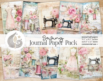 Junk Journal Nähen Kit | Shabby-Chic | Junk Journal Seiten | Druckbares Papier | Digitaler Download | Nähen Ephemera | Scrapbook-Papier