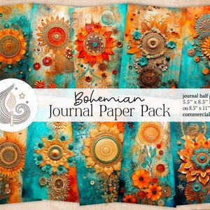 Carta per diario spazzatura / Boho Hippie Spiritual / Pagine di diario stampabili / Carta digitale Mandala / Carta per album / Boho / Indie
