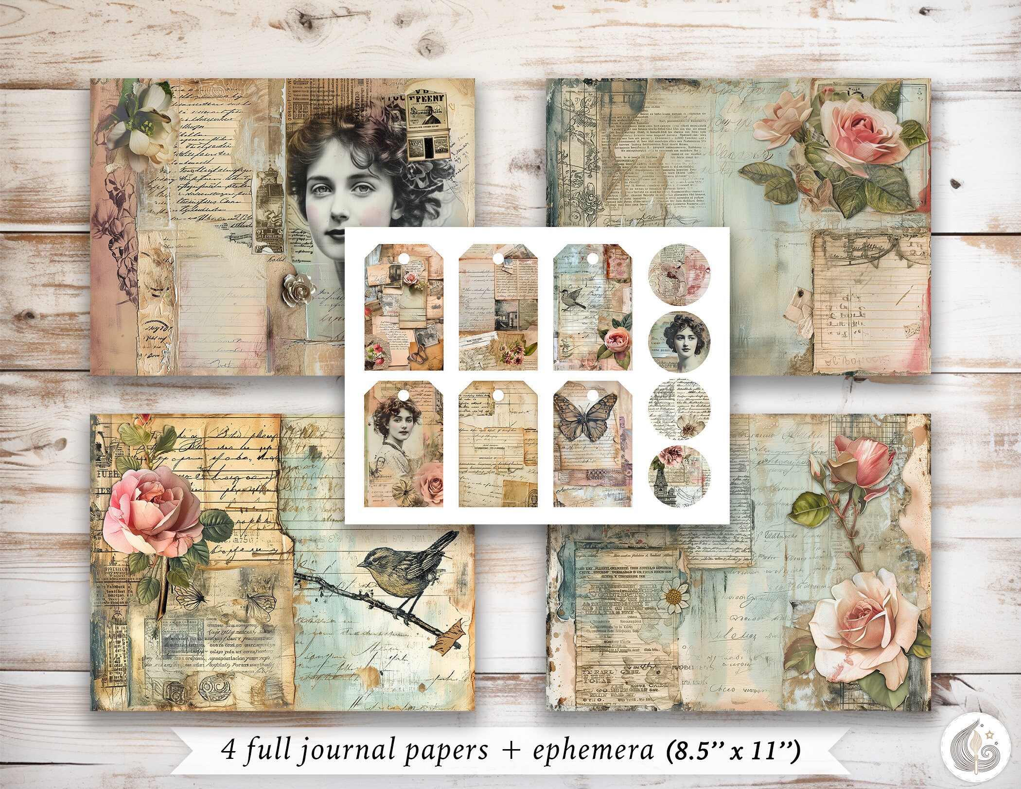 Nostalgic Treasures Junk Journal Kit: Vintage Collage Printable Pages ...
