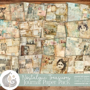 Junk Journal Papier | Nostalgische Schätze | Vintage Ephemera, Postkarten, Briefe | Collage Sheet | Scrapbook-Kit | Digitaler Download