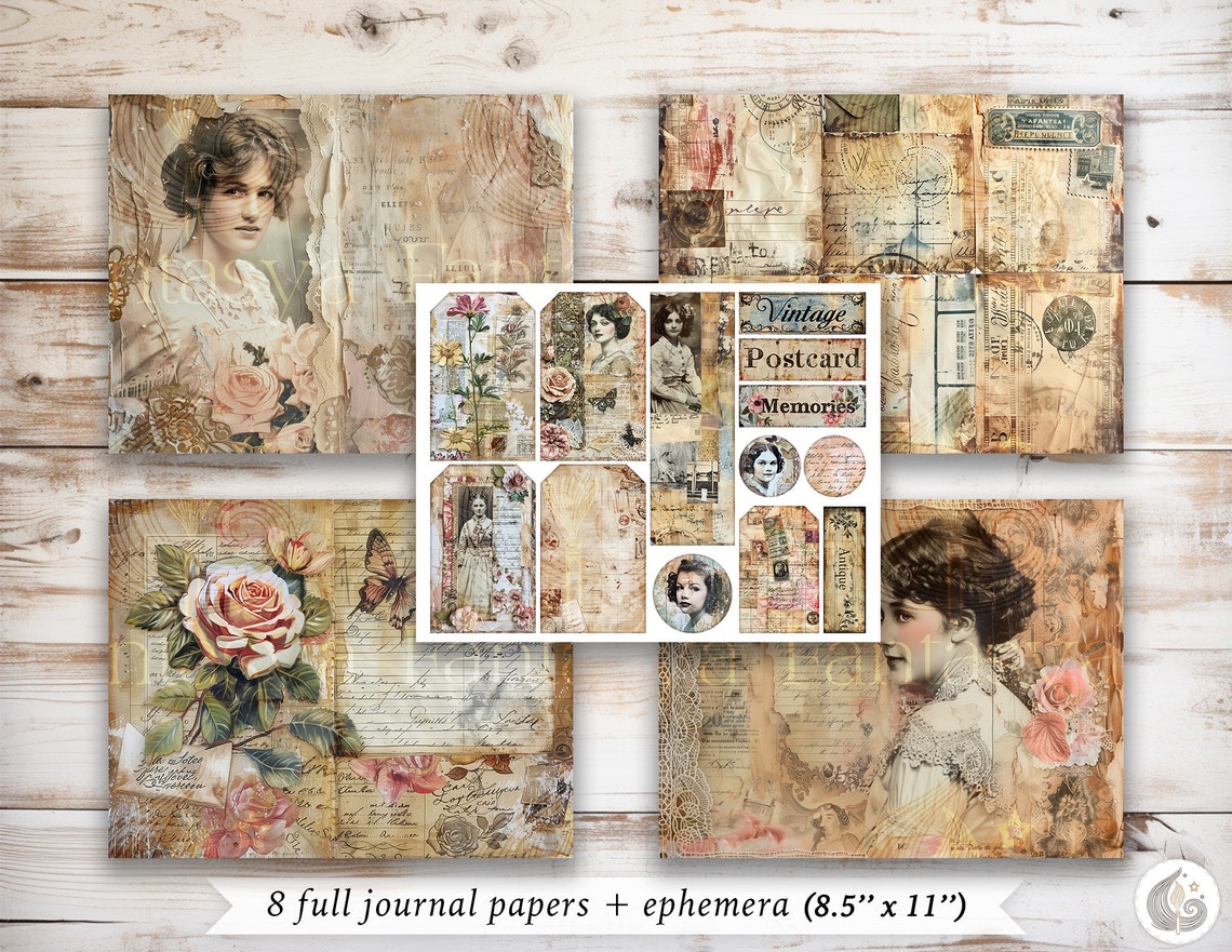Ephemeral Treasures Junk Journal Kit: Vintage Collage Printable Pages ...