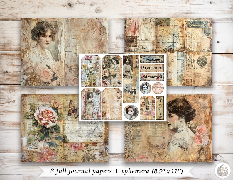 Ephemeral Treasures Junk Journal Kit: Vintage Collage Printable Pages ...